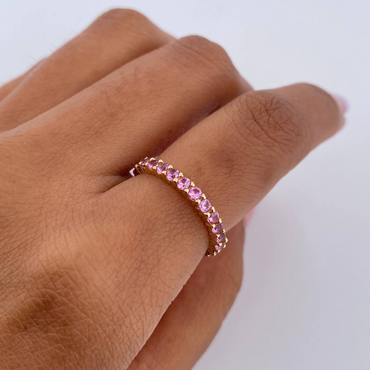 Anillo Argolla 1.75gr / T4 3/4 / Circones Rosados Oro Amarillo 18K $