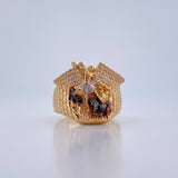 Anillo San Miguel Arcangel 9.05gr / T10 1/4 / Circones Blancos Tres Oros 18K $