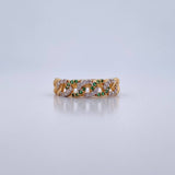 Anillo Cubano 2.3gr / T6 1/2 / Circones Verdes Blancos Dos Oros Amarillo Blanco 18K $