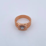 Anillo Correa Corona RX 7.9gr / T10 3/4 / Circones Blancos Dos Oros Blanco Rosa 18K $