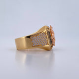 Anillo Caballo 9.1gr / T10 / Circones Blancos Tres Oros  18K $