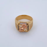 Anillo Caballo 9.1gr / T10 / Circones Blancos Tres Oros  18K $