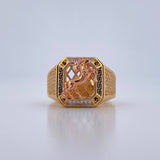 Anillo Caballo 9.1gr / T10 / Circones Blancos Tres Oros  18K $