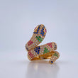 Anillo Serpiente 10.3gr / T7 1/2 / Circones Verdes Fucsias Azules Blancos Oro Amarillo 18K $