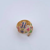 Anillo Serpiente 10.3gr / T7 1/2 / Circones Verdes Fucsias Azules Blancos Oro Amarillo 18K $