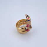 Anillo Serpiente 10.3gr / T7 1/2 / Circones Verdes Fucsias Azules Blancos Oro Amarillo 18K $