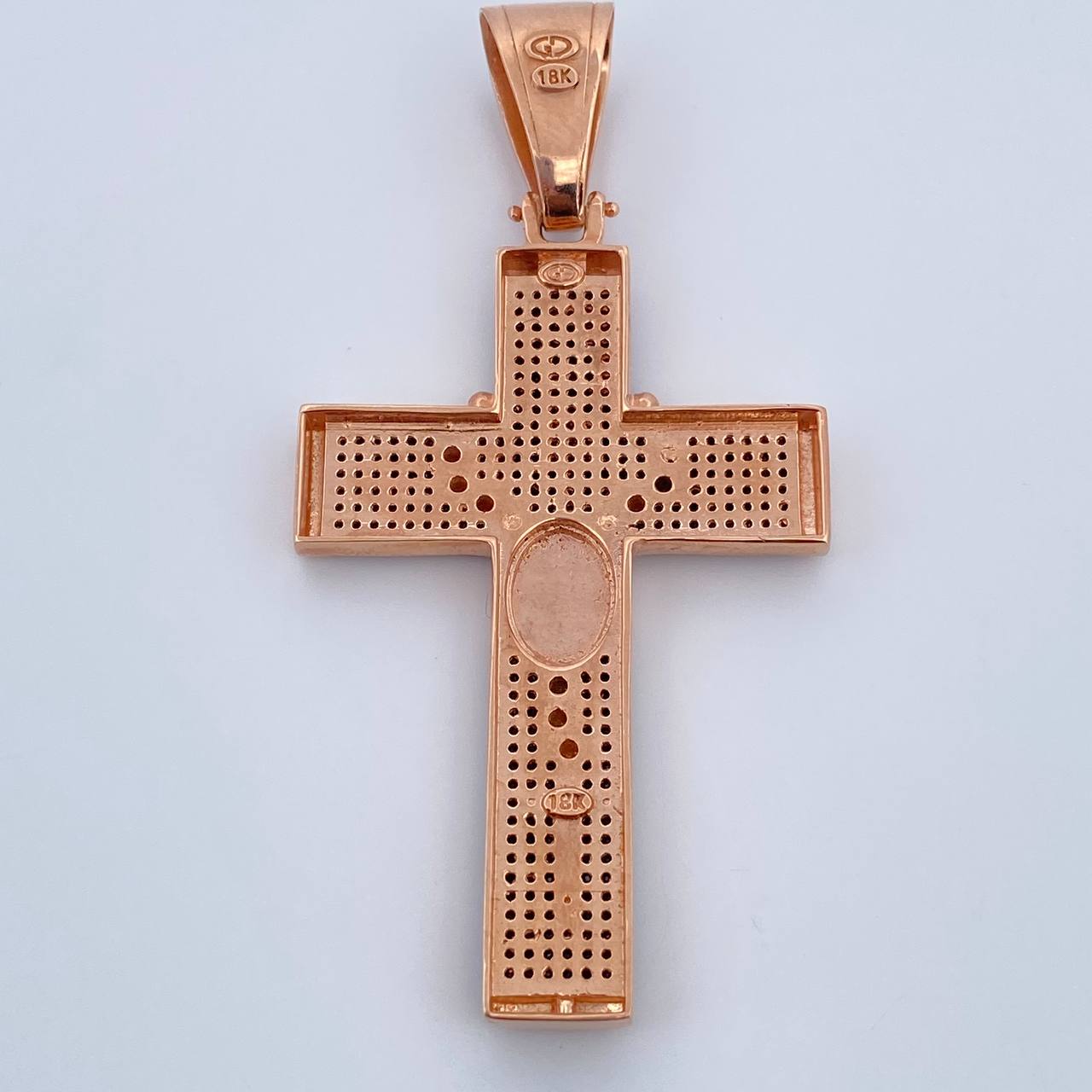 Dije Cruz Virgen Milagrosa Rosario 14.55gr / 6.9cm / Circones Negros Dos Oros Negro Rosa 18K $