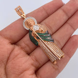 Dije San Judas Tadeo 10gr / 5.7cm / Circones Verdes Blancos Tres Oros 18K $
