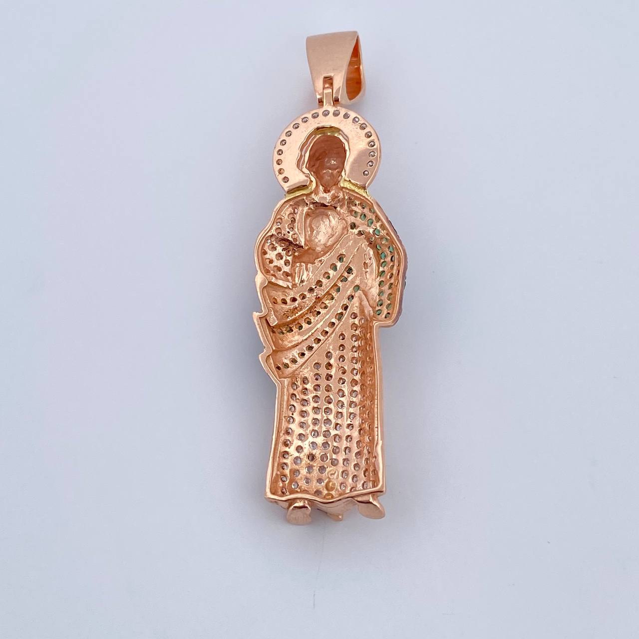 Dije San Judas Tadeo 10gr / 5.7cm / Circones Verdes Blancos Tres Oros 18K $