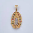 Dije Virgen Guadalupe 10gr / 4.6cm / Circones Fucsias Verdes Blancos Dos Oros Amarillo Blanco 18K $