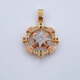 Dije Brujula 18.25gr / 4.1cm / Circones Negro Naranja Verde Fucsia Blancos Tres Oros 18K $
