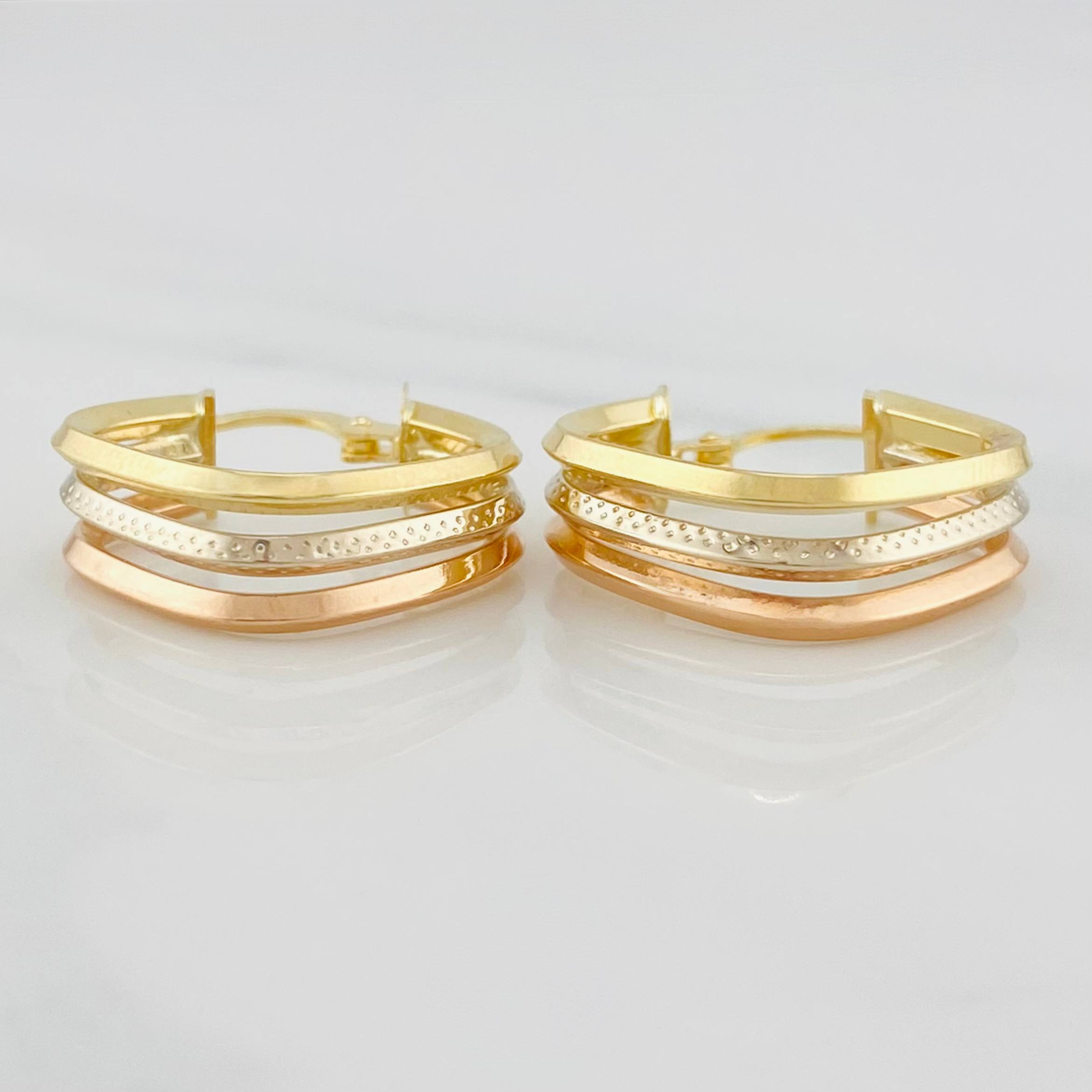 Candongas Cuadradas 2.8 g / 3.3 cm Tres Oros 18K