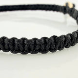 Pulsera Tejida Negra Morralla Cubica 3Mm 3Und Oro Amarillo 18K