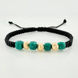 Pulsera Tejida Negra Morralla 6Mm 4Und Oro Amarillo 18K