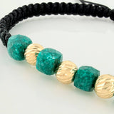 Pulsera Tejida Negra Morralla 6Mm 4Und Oro Amarillo 18K