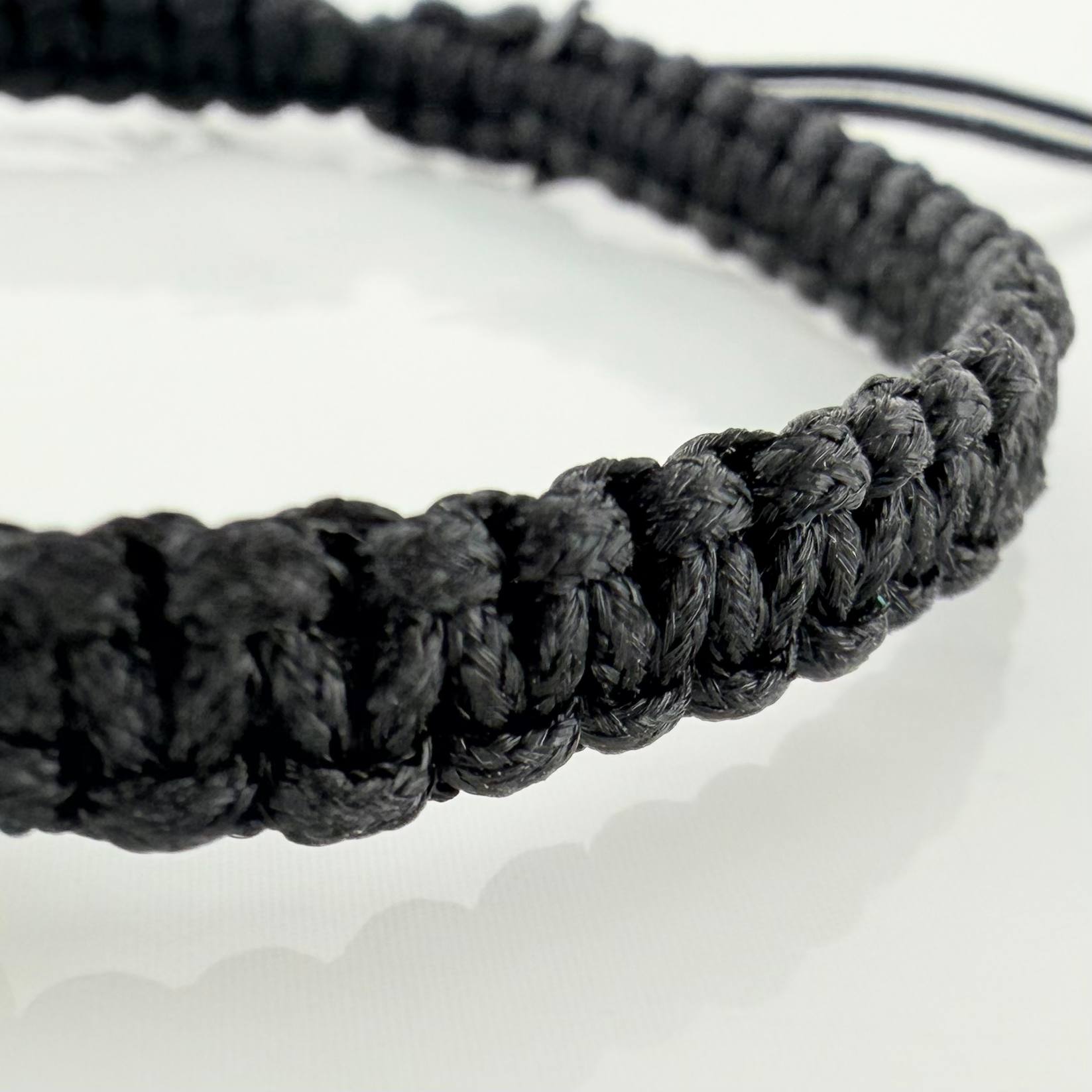 Pulsera Tejida Negra Morralla 6Mm 4Und Oro Amarillo 18K