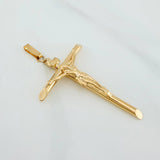 Dije Cruz Cristo Puntas Plana 2.85g / 6cm Oro Amarillo 18K
