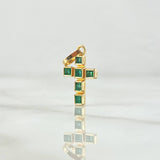 Dije Cruz Latina Cuadricular 0.95gr / 2.2cm / Esmeraldas 30pts Oro Amarillo 18K (Joya)