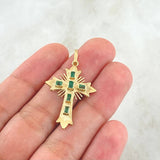Dije Crúz De Altar 1.75gr / 3cm / Esmeraldas 60pts Oro Amarillo 18K (Joya) ©