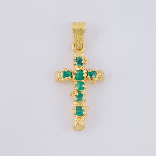 Dije Cruz Tronco Esmeralda 70Pts 1.4 g / 2.7 cm Oro Amarillo 18K