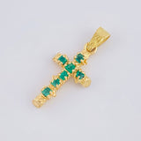 Dije Cruz Tronco Esmeralda 70Pts 1.4 g / 2.7 cm Oro Amarillo 18K