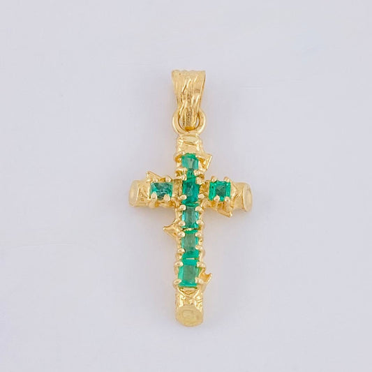 Dije Cruz Tronco Esmeralda 70Pts 1.4 g / 2.6 cm Oro Amarillo 18K