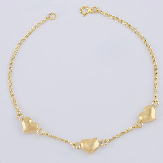 Pulso Trio De Corazones 2.1 g / 20 cm / 1.6 mm Oro Amarillo 18K