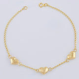 Pulso Espiga Trio De Corazones 2.05 g / 19 cm / 1.6 mm Oro Amarillo 18K