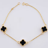 Pulso Modulable Aro Seguido Trebol 3.7 g / 18.3 cm - 17.1 cm / 1.3 mm Oro Amarillo 18K