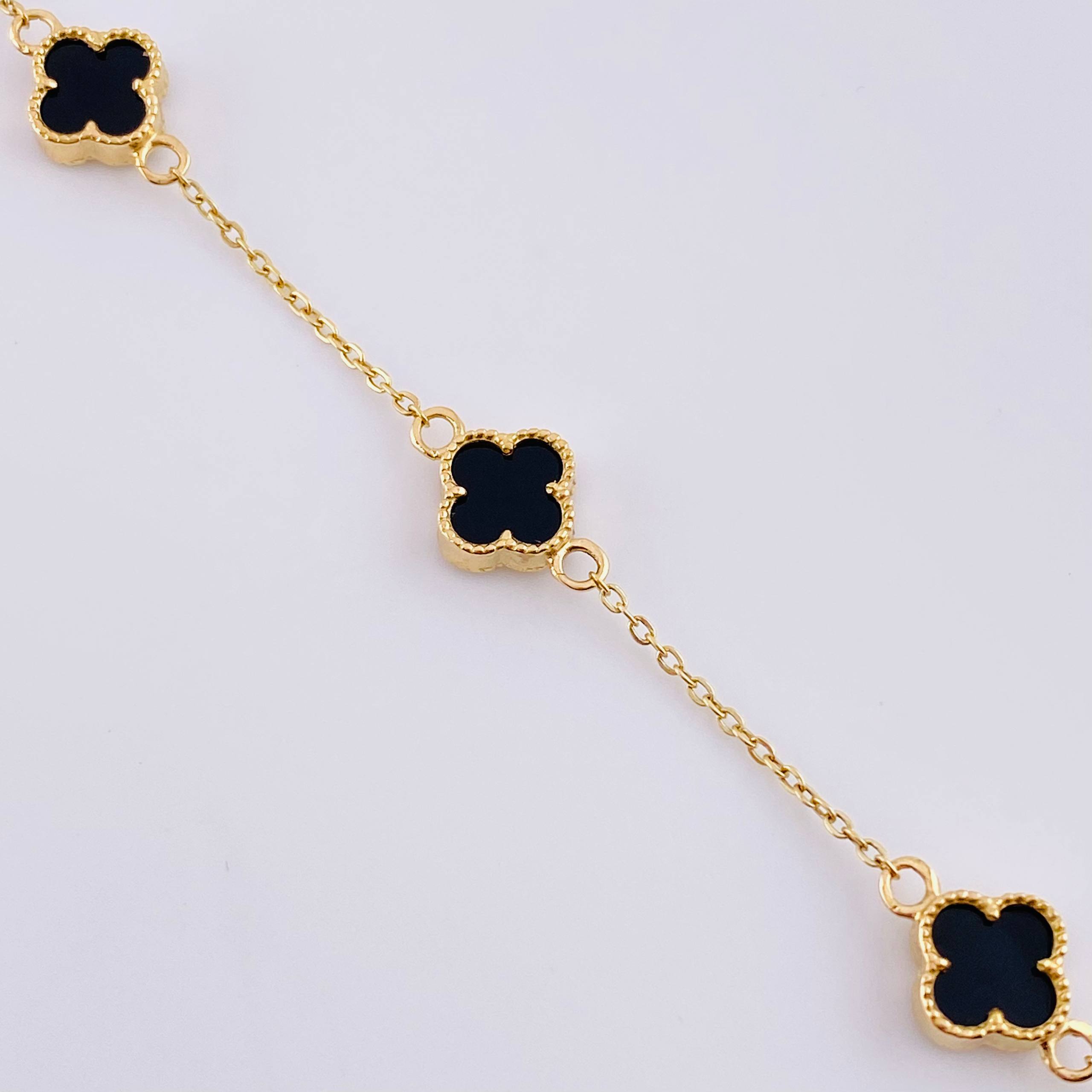 Pulso Modulable Aro Seguido Trebol 3.7 g / 18.3 cm - 17.1 cm / 1.3 mm Oro Amarillo 18K