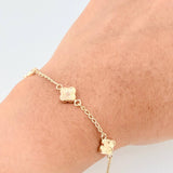 Pulso Espiga Trio De Treboles 2.45 g / 18.5 cm / 1.6 mm Oro Amarillo 18K