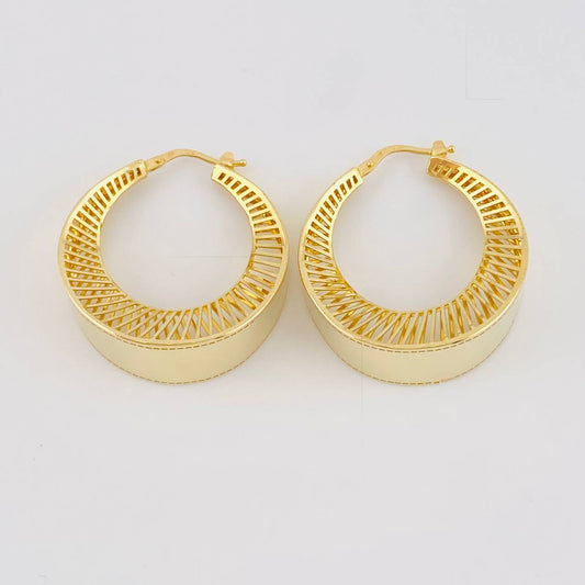 Candongas Mezzaluna Rayada 9.2 g / 3.4 cm Oro Amarillo 18K