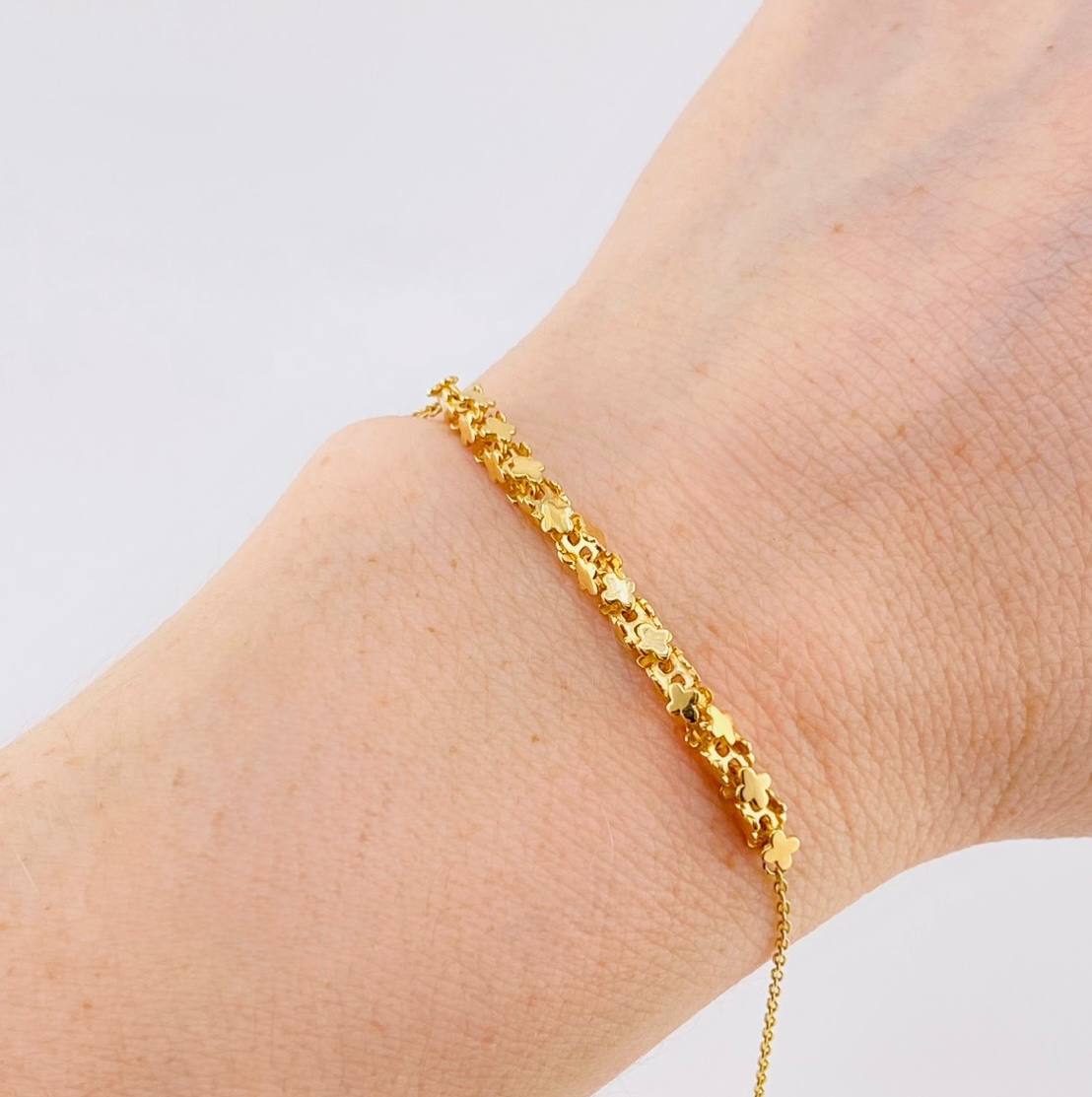 Pulso Aro Seguido Estrellado 2.6 g / 18 cm / 0.7 mm Oro Amarillo 18K
