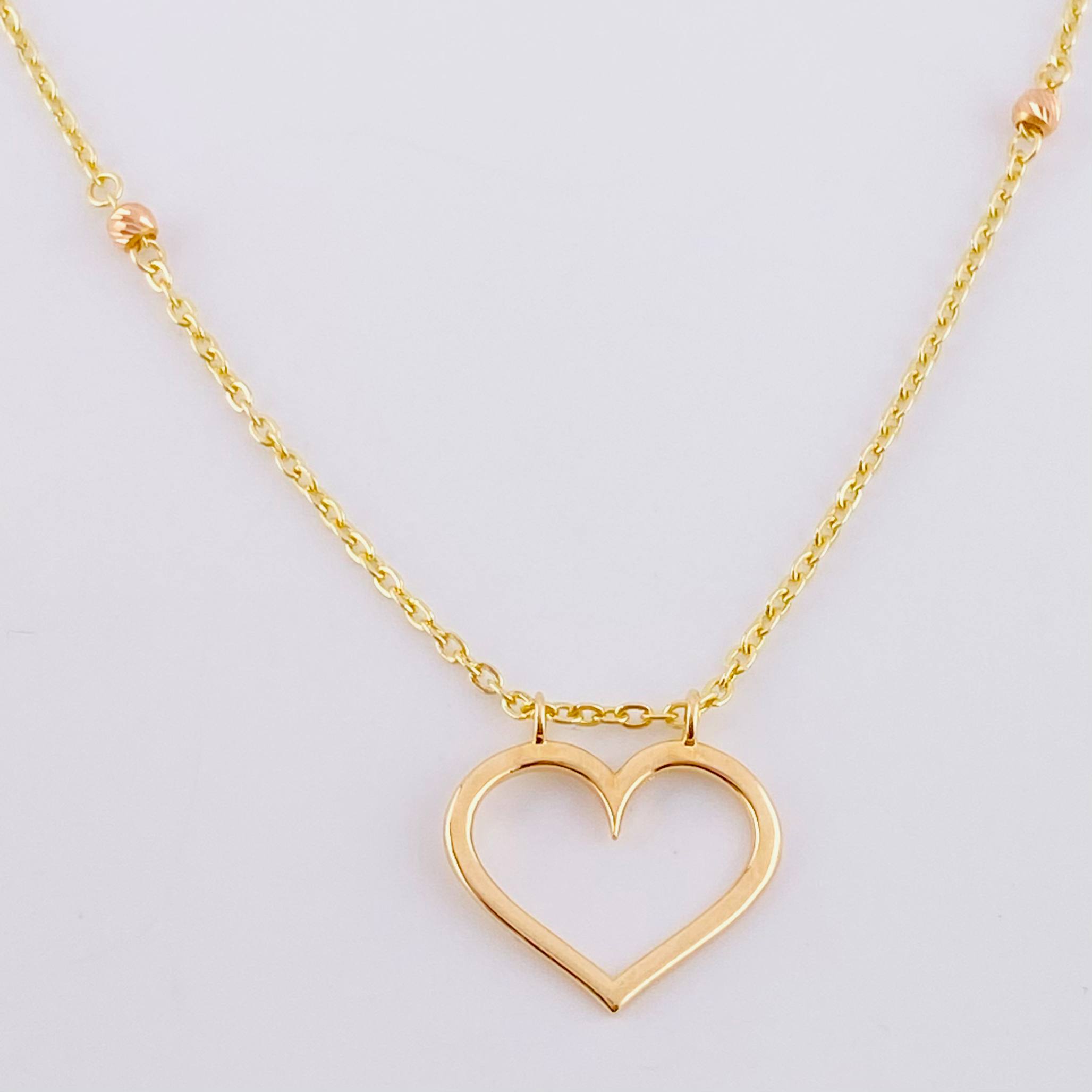 Cadena Aro Seguido Silueta Corazón 3.65g / 45cm / 3.65mm Tres Oros 18K