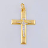 Dije Cruz Cristo 3 g / 5 cm Dos Oros Amarillo Blanco 18K