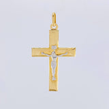 Dije Cruz Cristo 3.05 g / 5 cm Dos Oros Amarillo Blanco 18K
