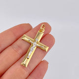 Dije Cruz Cristo 3 g / 5 cm Dos Oros Amarillo Blanco 18K