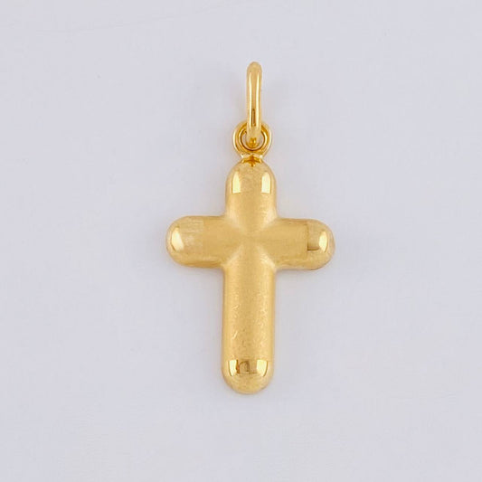 Dije Cruz Mate 1.15 g / 2.5 cm Dos Oros Amarillo Blanco 18K