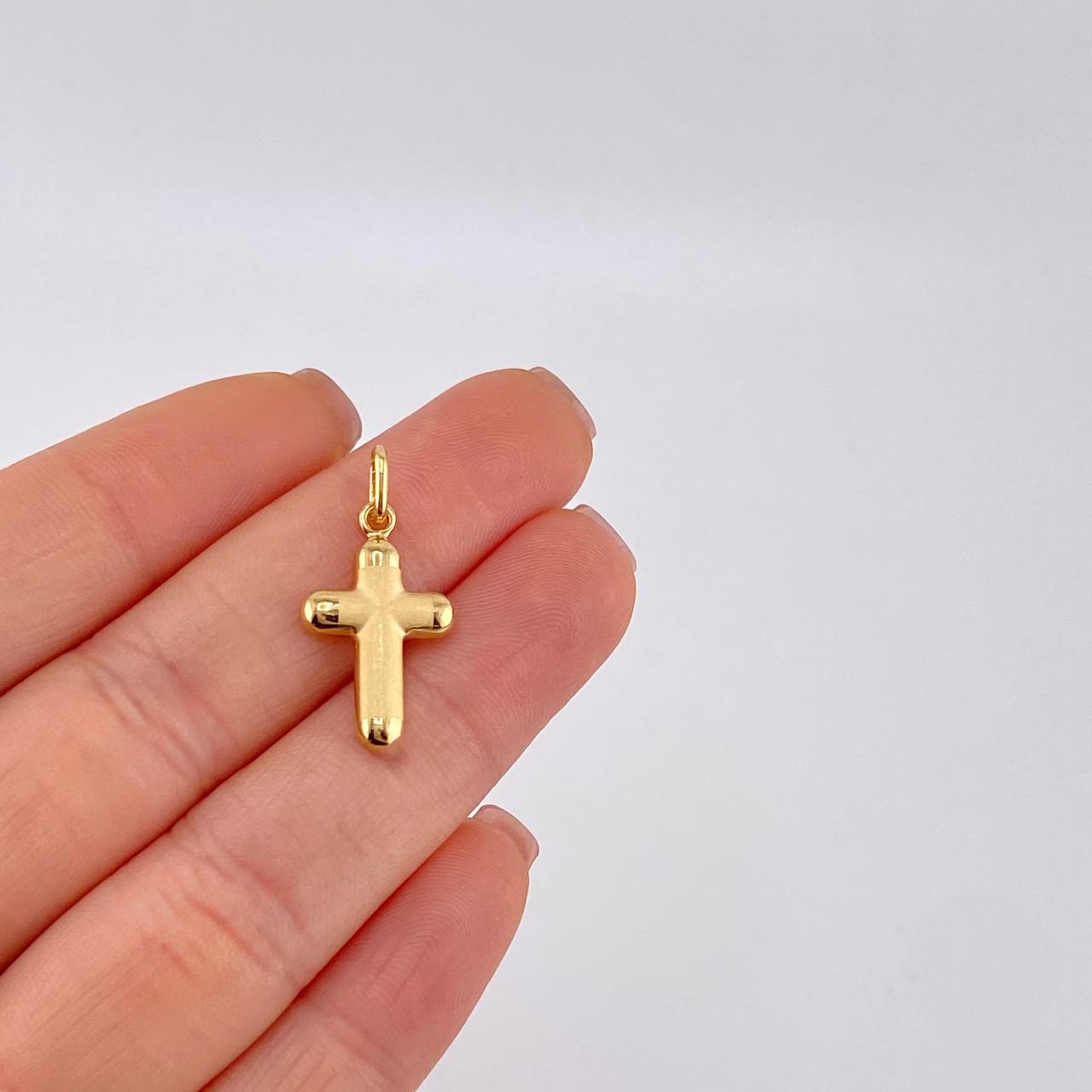 Dije Cruz Mate 1.15 g / 2.5 cm Dos Oros Amarillo Blanco 18K