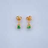 Topos Cuatro Garras Esmeralda 0.9gr / Oro Amarillo 18K &