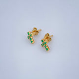Topos Cruz Esmeralda  1.15gr / Oro Amarillo 18K &