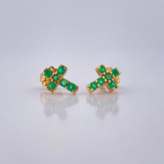 Topos Cruz Esmeralda  1.15gr / Oro Amarillo 18K &
