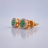 Topos Flor Esmeraldas 2.7gr / Dos Oros Amarillo Blanco 18K &