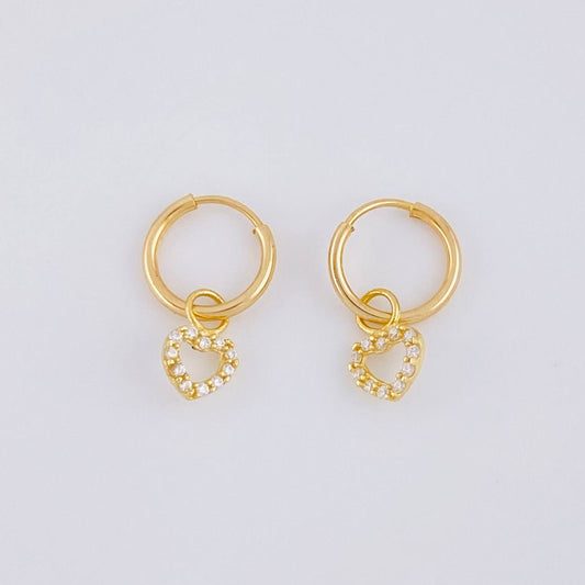 Candongas Dije Corazón 0.65g / 1.2cm Oro Amarillo 18K