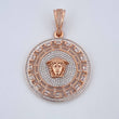 Dije Medalla Medusa 14.05gr / 5.3cm / Circones Blancos Dos Oros Blanco Rosa 18K $