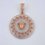 Dije Medalla Medusa 14.05gr / 5.3cm / Circones Blancos Dos Oros Blanco Rosa 18K $