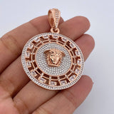 Dije Medalla Medusa 14.05gr / 5.3cm / Circones Blancos Dos Oros Blanco Rosa 18K $