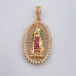 Dije Virgen Guadalupe 7.35gr / 4.3cm / Circones Blancos Verdes Fucsias Oro Amarillo 18K $