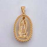 Dije Virgen Guadalupe 7.35gr / 4.3cm / Circones Blancos Verdes Fucsias Oro Amarillo 18K $