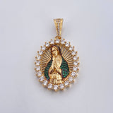 Dije Virgen Maria 8.6gr / 3.8cm / Circones Verdes Blancos Dos Oros Negro Amarillo 18K $